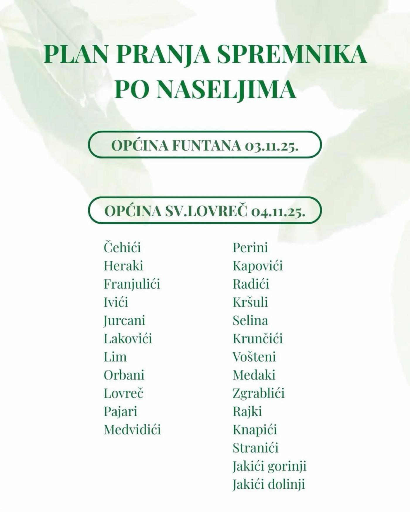 Nastavlja se pranje spremnika po naseljima