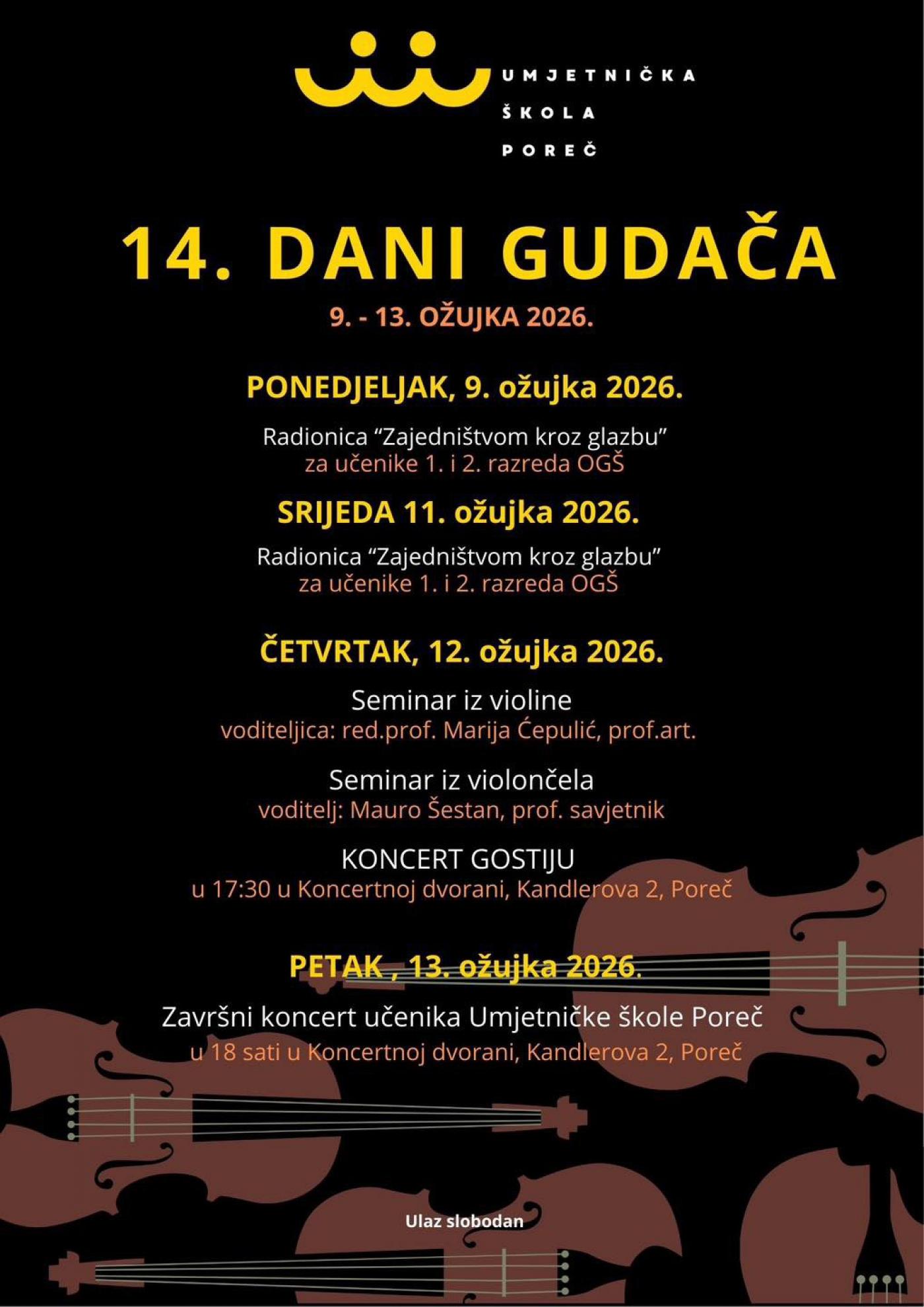 14. Dani gudača Umjetničke škole Poreč