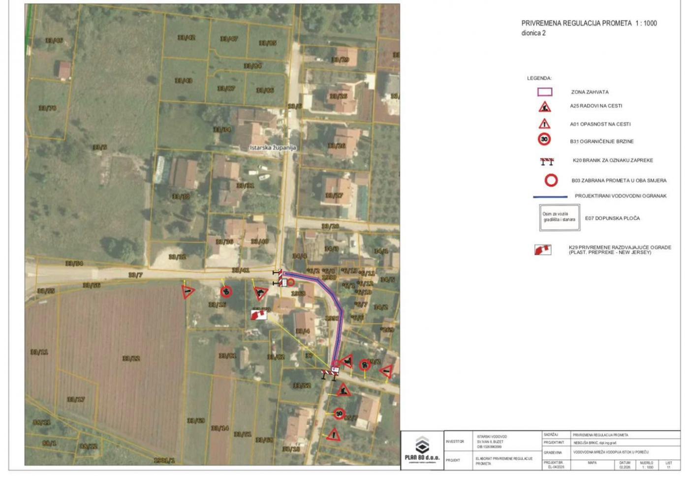 Obavijest o izvođenju radova na vodovodu i privremenoj regulaciji prometa u naselju Stancija Vodopija kod Poreča
