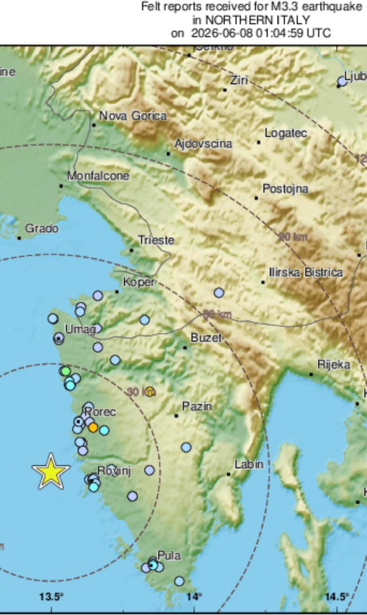 Potres magnitude 3,3 probudio dio Istre: Građani prijavljuju tutnjavu i podrhtavanje tla