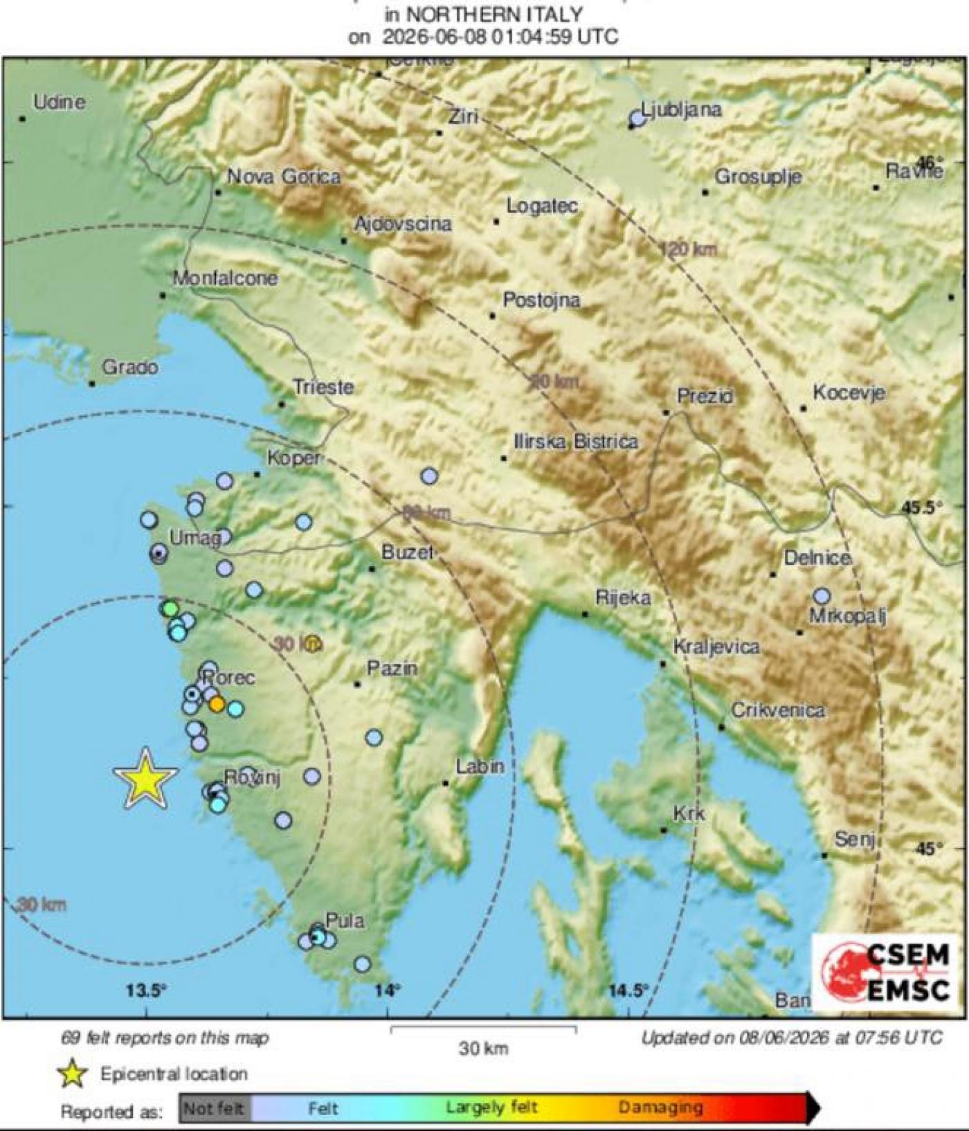 Potres magnitude 3,3 probudio dio Istre: Građani prijavljuju tutnjavu i podrhtavanje tla