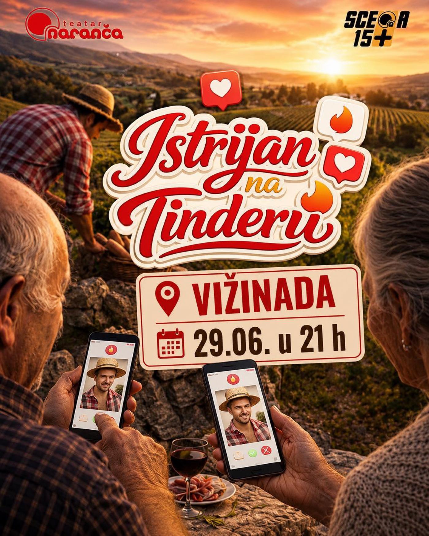 Vižinada poziva na besplatnu predstavu Teatra Naranča – "Istrijan na Tinderu"