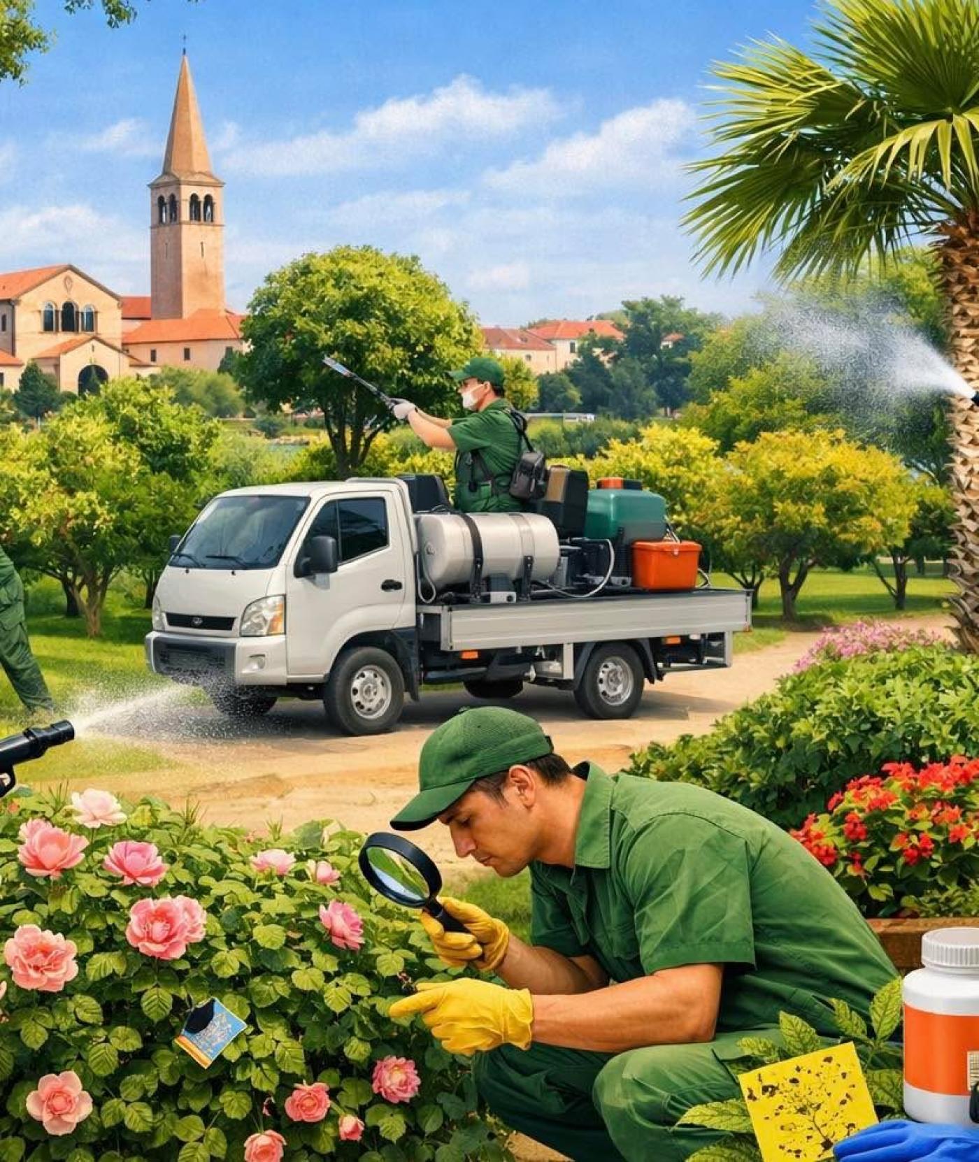 Nastavljaju se radovi zaštite ukrasnog bilja na gradskim zelenim površinama na području grada Poreča
