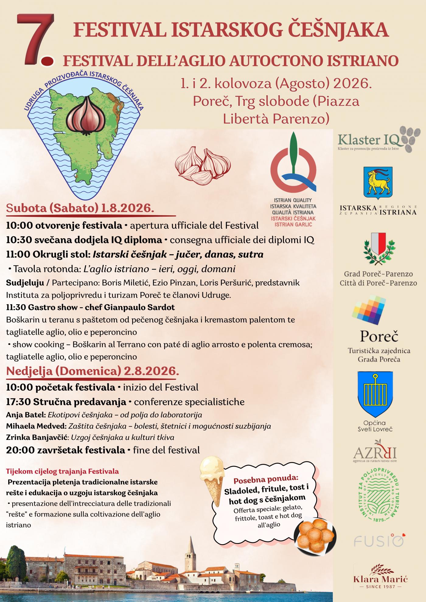 POREČ: Ovoga vikenda 7. Festival istarskog češnjaka na Trgu slobode