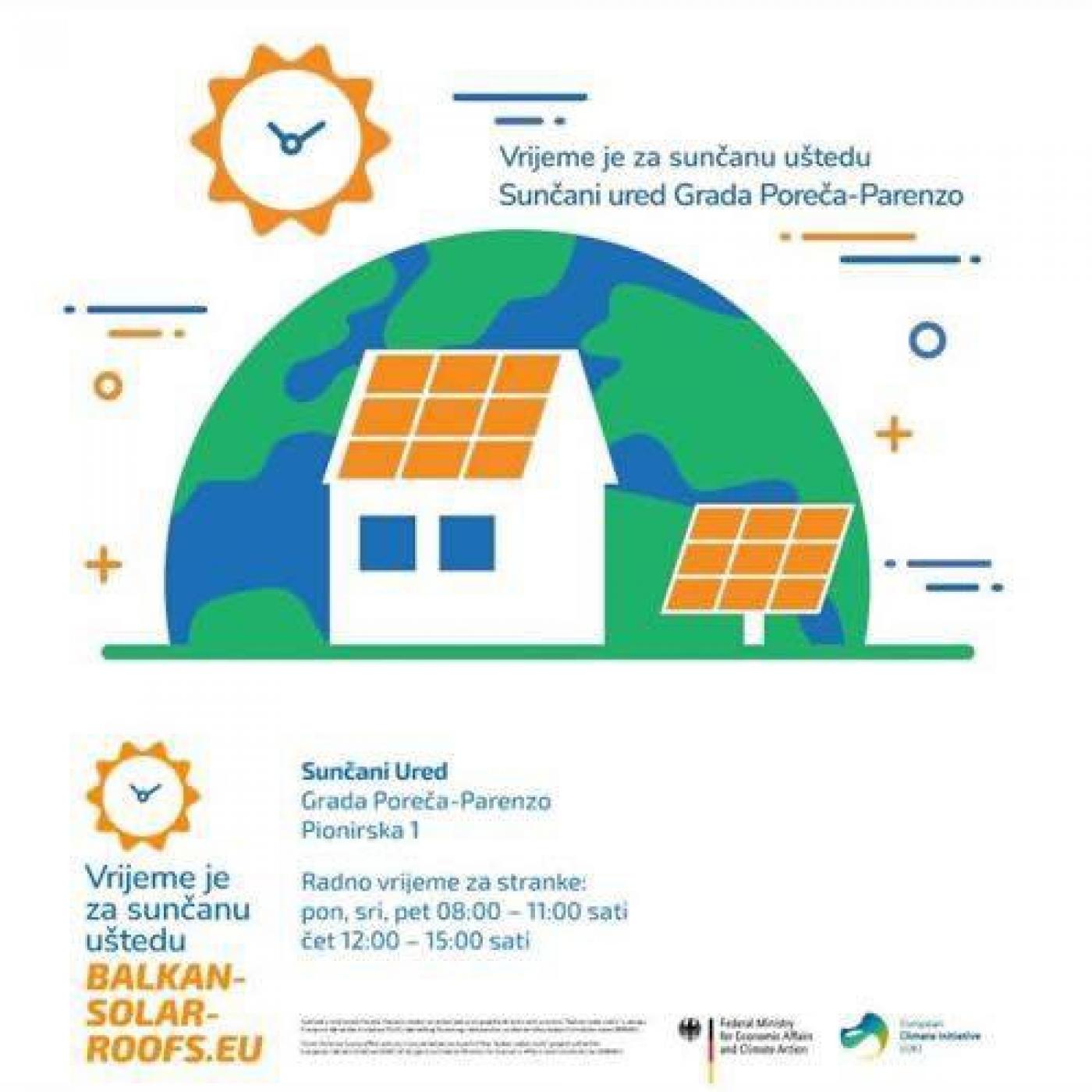 Sunčani ured Grada Poreča-Parenzo-Objavljen Javni poziv FZOEU za sufinanciranje obnovljivih izvora energije i sustava pohrane energije u obiteljskim kućama