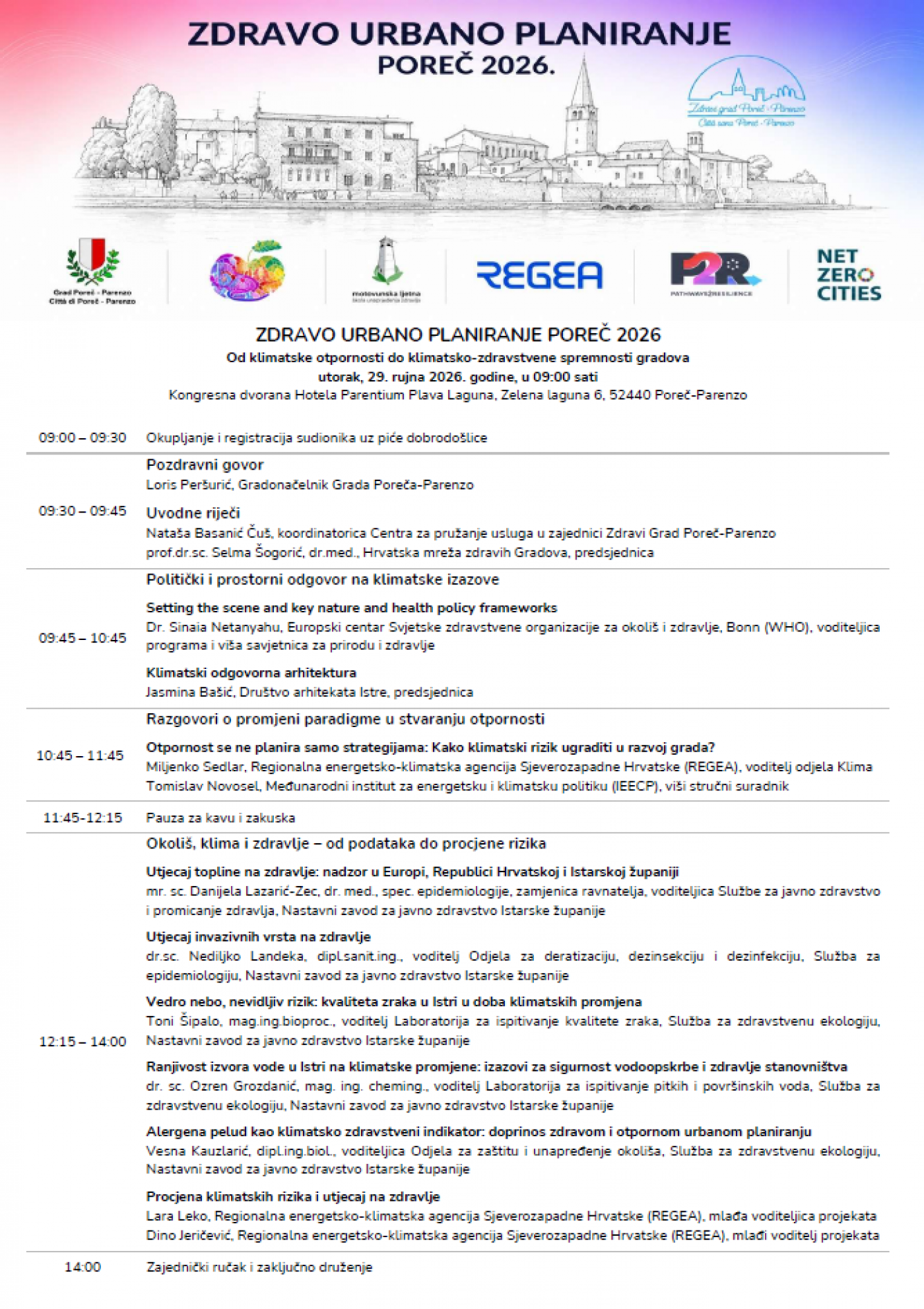 Grad Poreč-Parenzo poziva na besplatni stručni seminar Zdravo urbano planiranje Poreč 2026