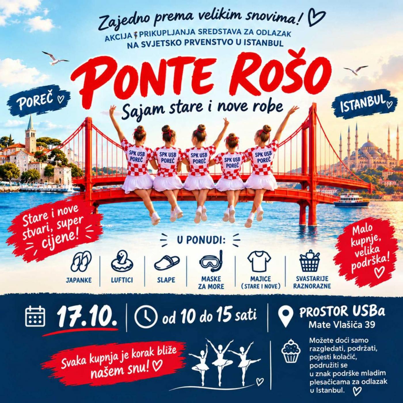 Poreč dobiva svoj „Ponte Rošo”: Pronađite nešto za sebe i pomozite mladim plesačicama do Svjetskog prvenstva!