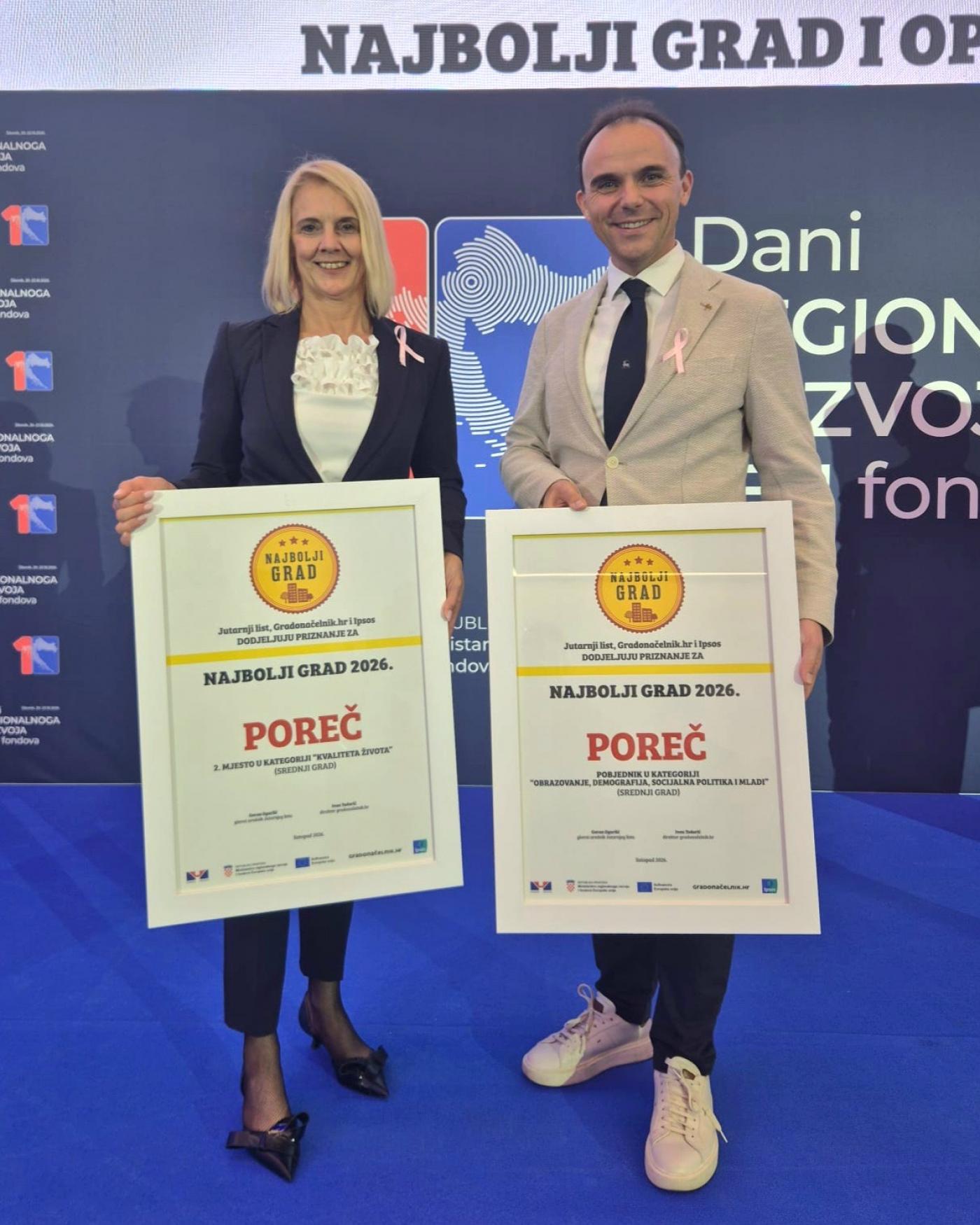 Poreč treći put zaredom osvojio naslov Najboljeg grada u kategoriji obrazovanja, demografije i mladih